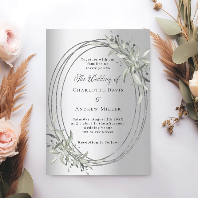 Silver greenery wedding invitation (Creator Uploaded)