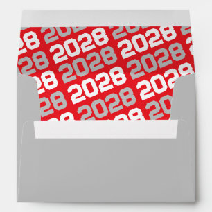 Silver Grey and Red Graduation Envelopes