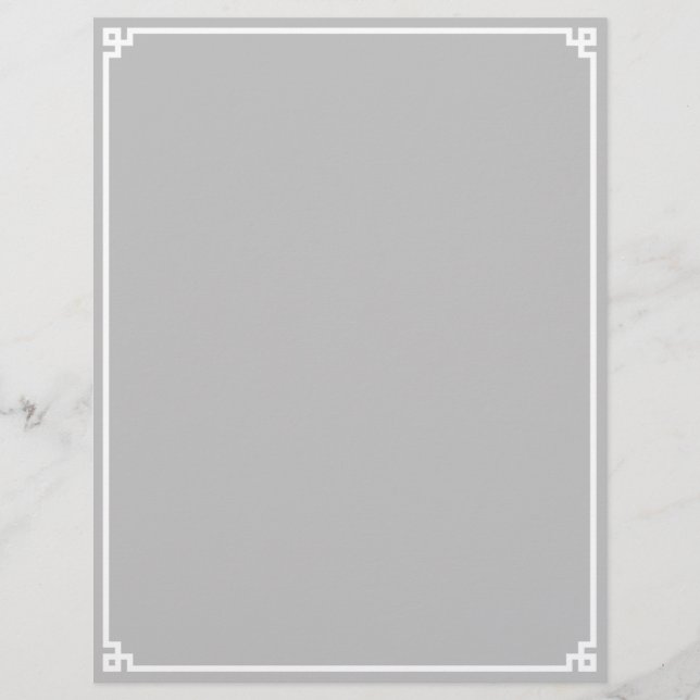 Silver Grey and White Greek Key Border Letterhead (Front)