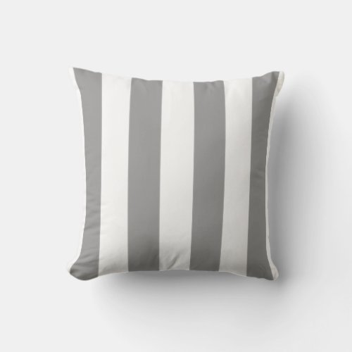 Silver Grey and White Striped Throw Pillow