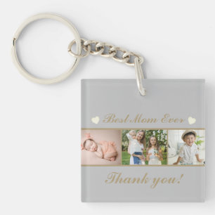 Silver Grey Best Mom Ever Photo Keychain