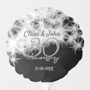 Silver grey black 30th wedding anniversary glitter balloon