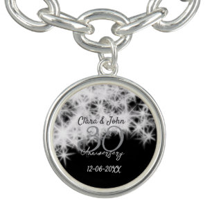 Silver grey black 30th wedding anniversary glitter bracelet