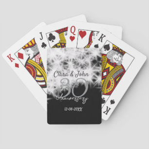 Silver grey black 30th wedding anniversary glitter poker cards