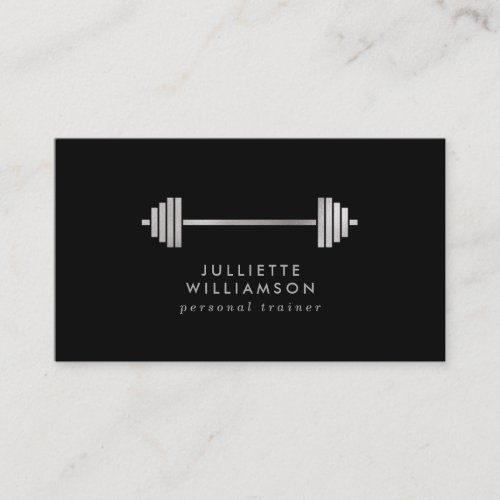 Silver Grey  Black Personal Trainer Social Media Business Card