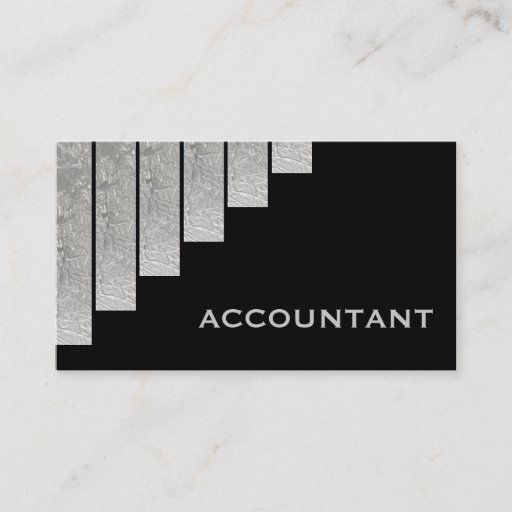 Customizable Silver grey, black vertical stripes accountant business card template
