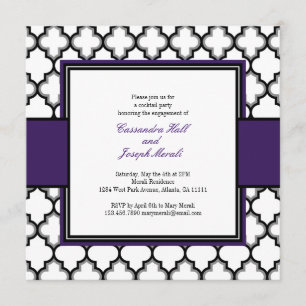 Silver Grey, Black & White Invitation, Purple Invitation