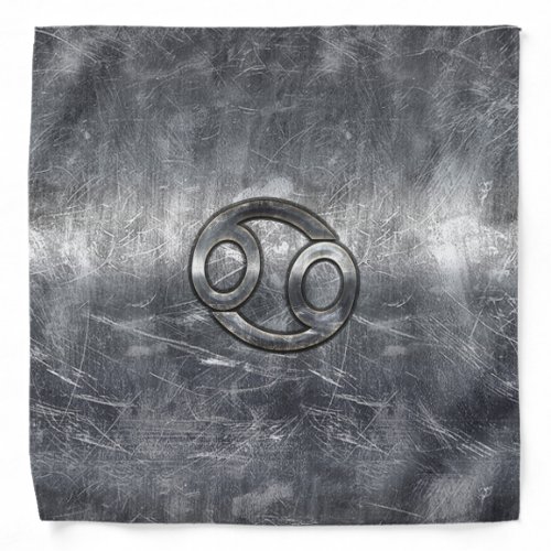 Silver Grey Cancer Zodiac Sign in Distressed Style Bandana
