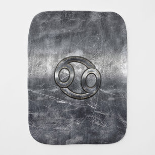 Silver Grey Cancer Zodiac Sign in Distressed Style Burp Cloth