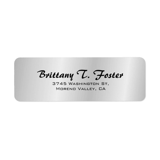 Silver Grey Curve Brush Script Elegant Minimalist Label (Front)