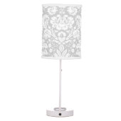 Silver Grey Damask pattern Table Lamp (Back)