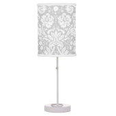 Silver Grey Damask pattern Table Lamp (Front)