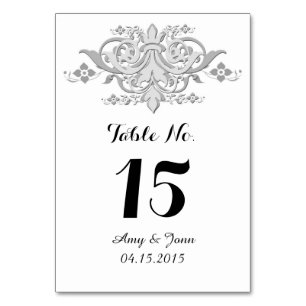Silver grey damask wedding table numbers damask1