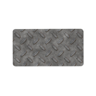 Silver Grey Diamond Plate Textured Label
