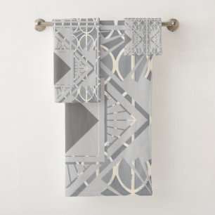 Silver Grey Diamond Towel Set