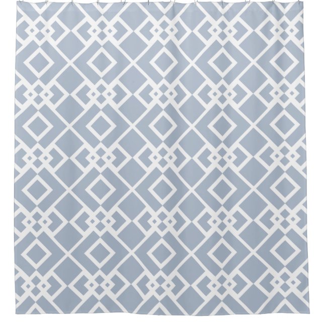 Silver Grey Diamond Trellis Design Shower Curtain (Front)