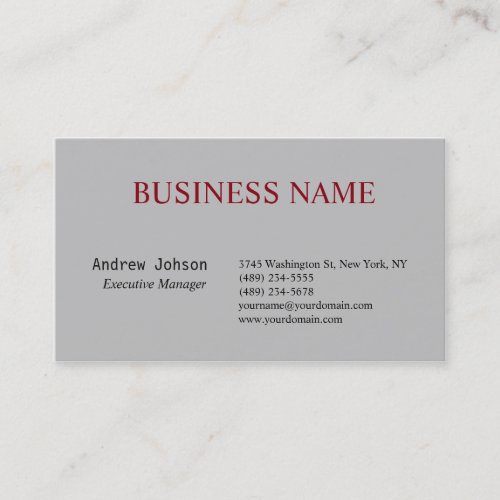 Silver Grey Elegant Classical Simple Business Card