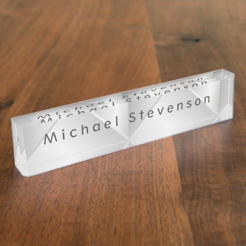 Silver Grey Elegant Modern Minimalist Desk Name Plate