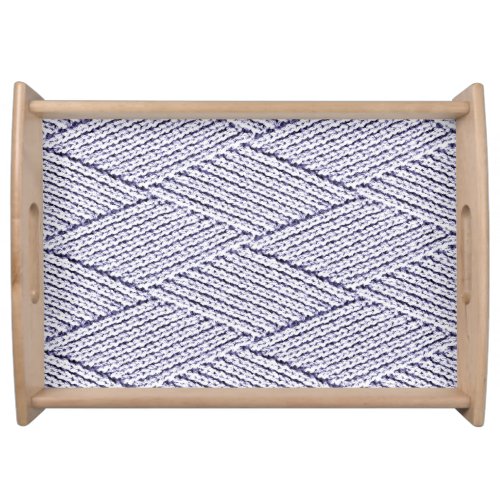 Silver Grey Faux Diamond Knit Pattern Serving Tray