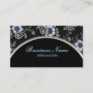 Silver Grey Floral Business Card 4