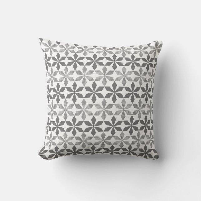 Silver Grey Floral Pattern Throw Pillow (Front)