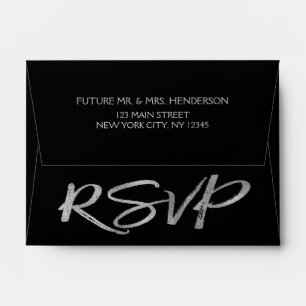 Silver Grey Foil and Black RSVP Envelope