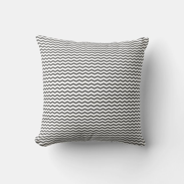 Silver Grey Geometric Chevron Zigzag Pattern Throw Pillow (Front)