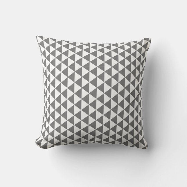 Silver Grey Geometric Throw Pillow (Front)