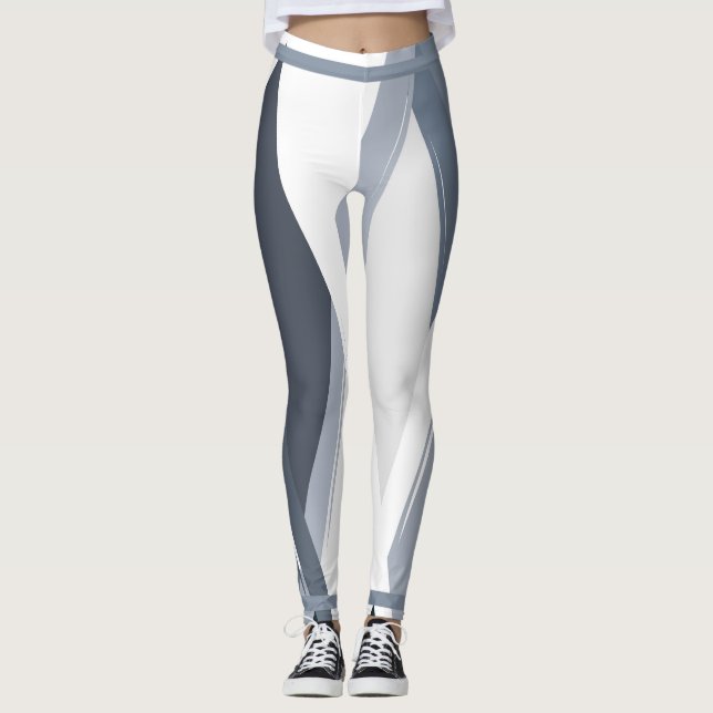 Silver Grey Geometric Women's Leggings (Front)