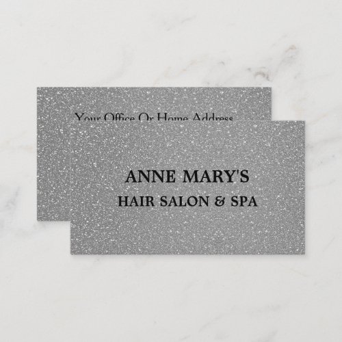 Silver Grey Glitter Black Hair Salon Spa Modern Business Card