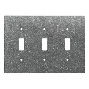 Silver Grey Glitter Ombre Elegant Metallic Sparkle Light Switch Cover