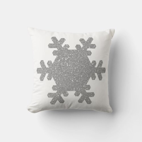 Silver Grey Glitter Snowflake Pattern Christmas Outdoor Pillow