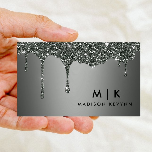 Silver Grey  Glitter Texture Business Card (Creator Uploaded)