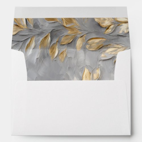 Silver Grey Gold Leaves Envelope