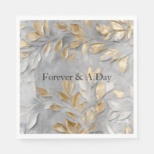 Silver Grey Gold Leaves Napkins