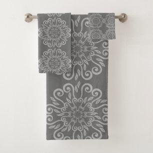 SILVER GREY HAMPTONS STYLE BATHROOM TOWEL SET
