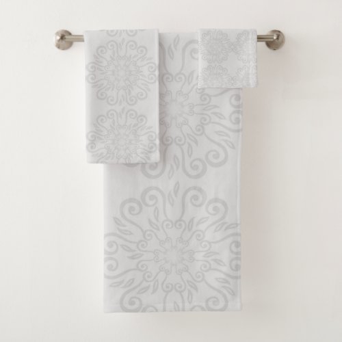 SILVER GREY HAMPTONS STYLE BATHROOM TOWEL SET