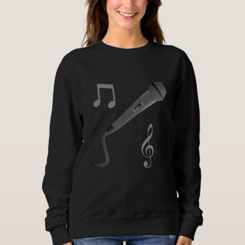 Silver grey hand drawn microphone musical notes sweatshirt