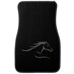 Silver/Grey Horse Image on Black on Car Floor Mat