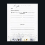 Silver Grey Ivory Floral Boho Bridal Shower Recipe<br><div class="desc">Elegant floral winter bridal shower recipe features elegant grey ,  ivory and silver watercolor flower bouquet frosty-hued greenery. Please contact me for any help in customization or if you need any other product with this design.</div>