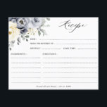 Silver Grey Ivory Floral Boho Bridal Shower Recipe<br><div class="desc">Elegant floral winter bridal shower recipe card features elegant grey ,  ivory and silver watercolor flower bouquet frosty-hued greenery. Please contact me for any help in customization or if you need any other product with this design.</div>