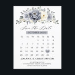 Silver Grey Ivory Floral Winter Boho Save the Date Postcard<br><div class="desc">Elegant floral winter calendar save the date postcard features elegant grey ,  ivory and silver watercolor flower bouquet frosty-hued greenery. Please contact me for any help in customization or if you need any other product with this design.</div>