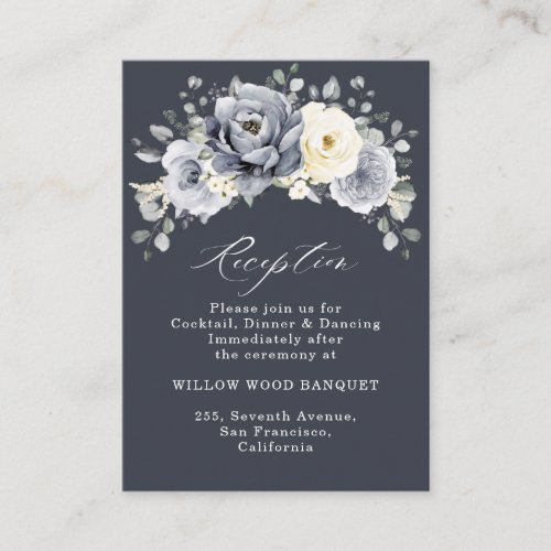 Silver Grey Ivory Floral Winter Rustic Wedding Enc Enclosure Card
