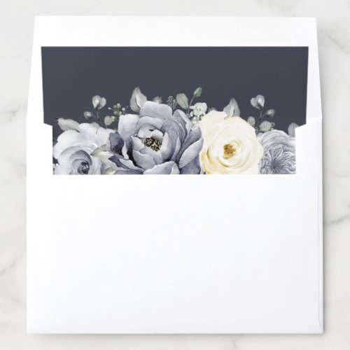 Silver Grey Ivory Floral Winter Rustic Wedding Env Envelope Liner