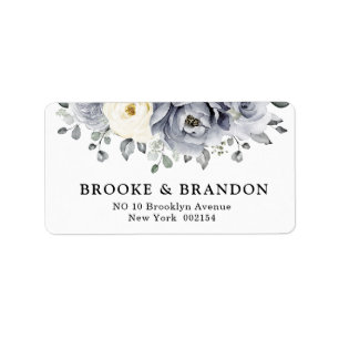 Silver Grey Ivory Floral Winter Rustic Wedding Label