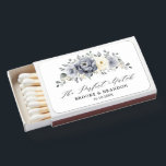 Silver Grey Ivory Floral Winter Rustic Wedding Matchboxes<br><div class="desc">Elegant floral winter wedding favor matchboxes features elegant grey ,  ivory and silver watercolor flower bouquet frosty-hued greenery. Please contact me for any help in customization or if you need any other product with this design.</div>