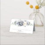 Silver Grey Ivory Floral Winter Rustic Wedding Place Card<br><div class="desc">Elegant floral winter wedding place card features elegant grey ,  ivory and silver watercolor flower bouquet frosty-hued greenery. Please contact me for any help in customization or if you need any other product with this design.</div>