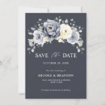 Silver Grey Ivory Floral Winter Rustic Wedding Sav Save The Date<br><div class="desc">Elegant floral winter wedding Save the date card features elegant grey ,  ivory and silver watercolor flower bouquet frosty-hued greenery. Please contact me for any help in customization or if you need any other product with this design.</div>