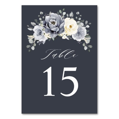 Silver Grey Ivory Floral Winter Rustic Wedding Tab Table Number