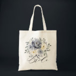 Silver Grey Ivory Floral Winter Rustic Wedding Tote Bag<br><div class="desc">Elegant floral winter wedding bride tote bag   features elegant grey ,  ivory and silver watercolor flower bouquet frosty-hued greenery. Please contact me for any help in customization or if you need any other product with this design.</div>